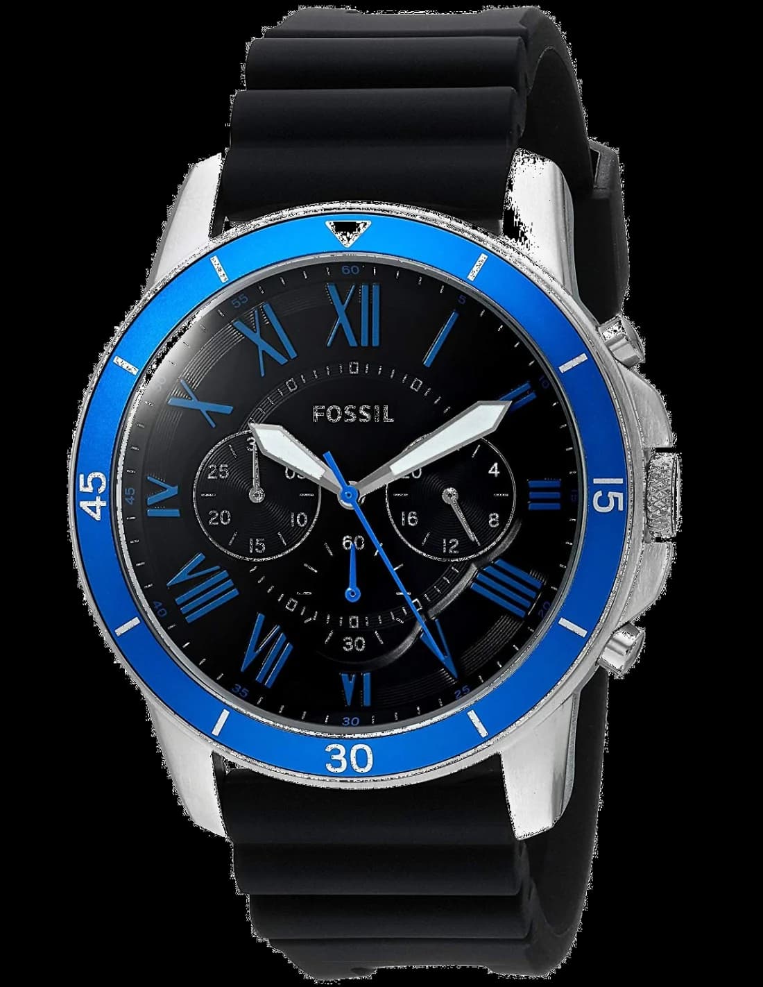 Garde-temps Fossil FS5300 pour homme, cadran noir, bracelet silicone