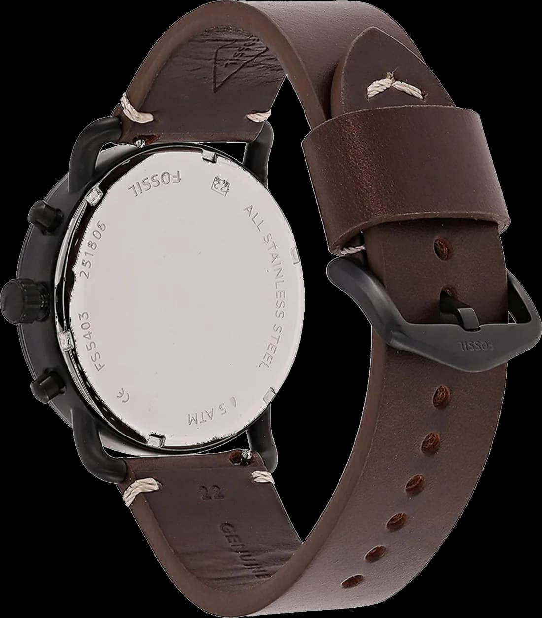 Zoom sur le cadran noir du Fossil FS5403