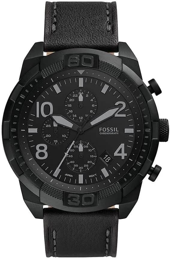 Montre Fossil FS5874 homme cadran noir bracelet cuir