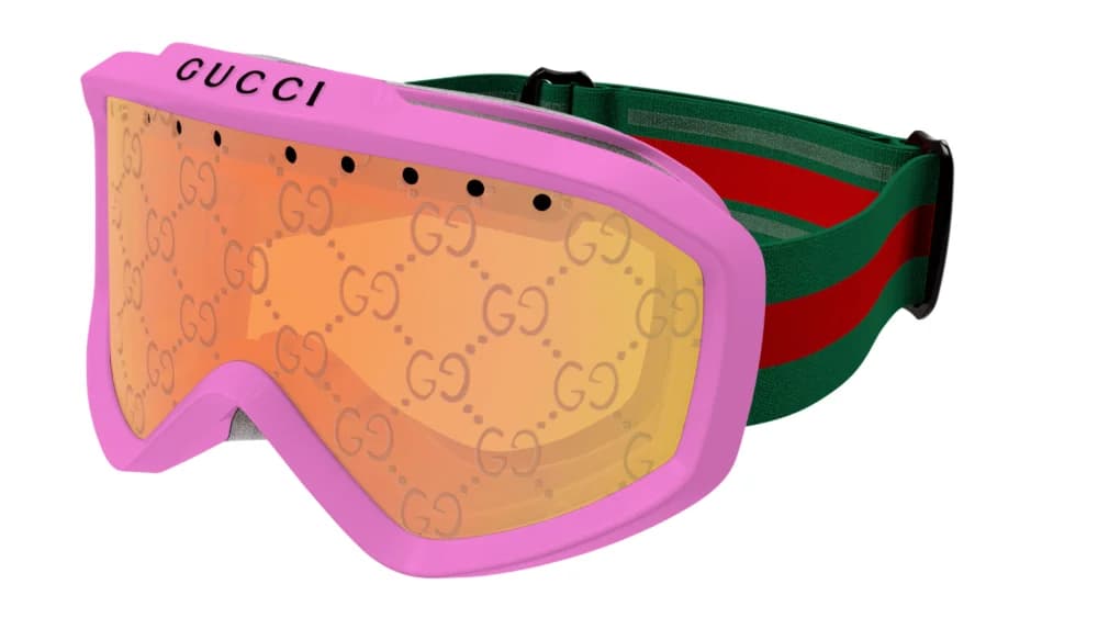 Garde-temps Gucci GG1210S-004 pour unisexe, rose brillant, inscription Gucci