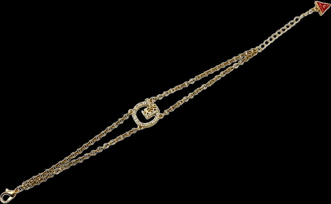 Garde-temps Guess 109804 pour femme, avec cadran blanc et lettre G sertie de cristaux en métal plaqué doré