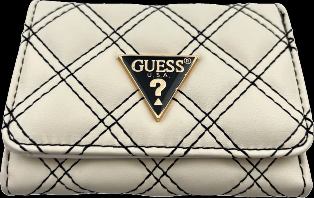 Garde-temps Guess 109831 pour femme, portefeuille blanc avec logo et coutures noires