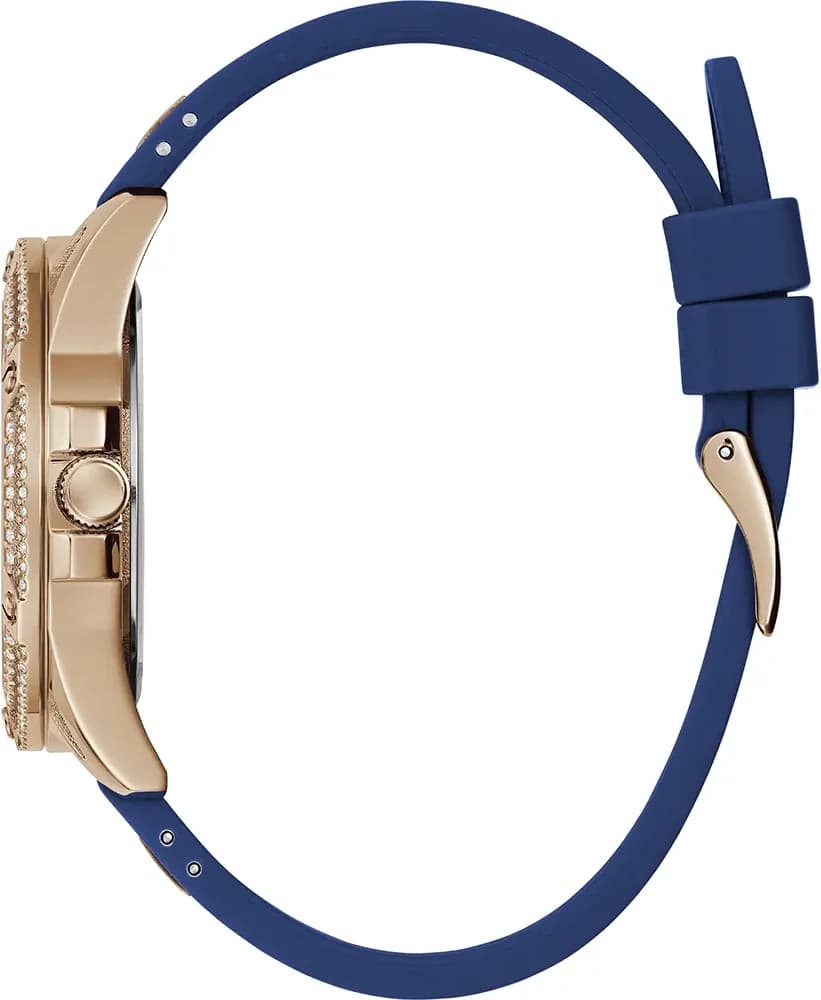 Zoom sur le cadran or rose du Guess GW0536L5