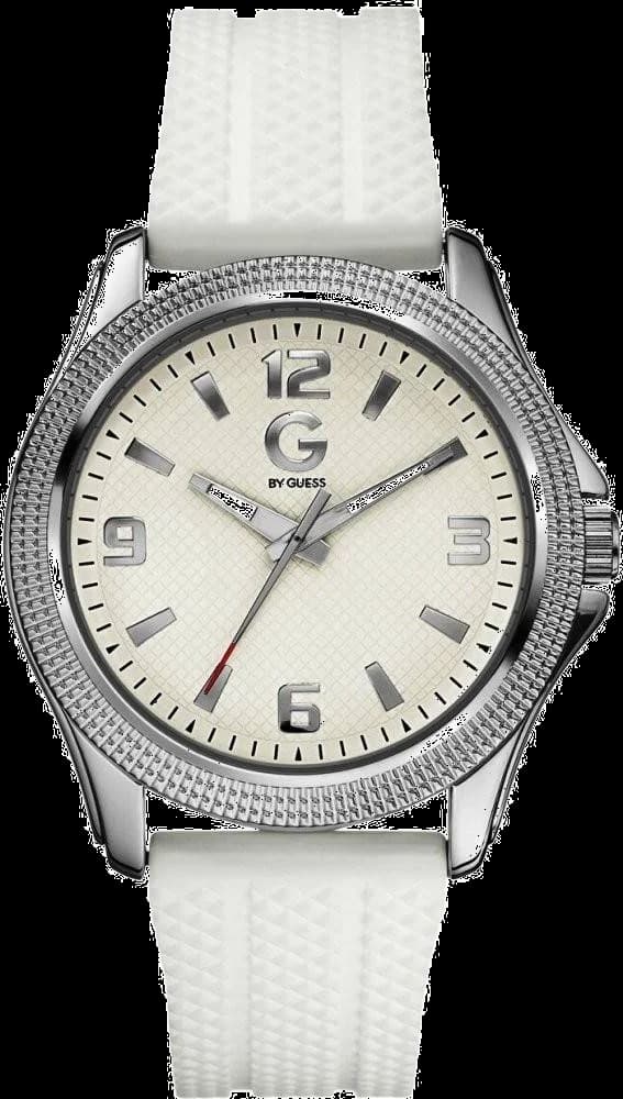 Garde-temps Guess G74040G1 pour homme, cadran blanc avec bracelet silicone