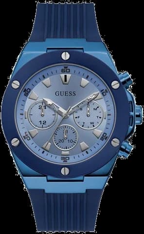 Garde-temps Guess GW0057G3 pour homme, cadran bleu et bracelet silicone bleu