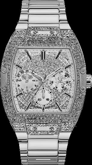 Garde-temps Guess GW0094G1, tonneau argent micropavé cristaux