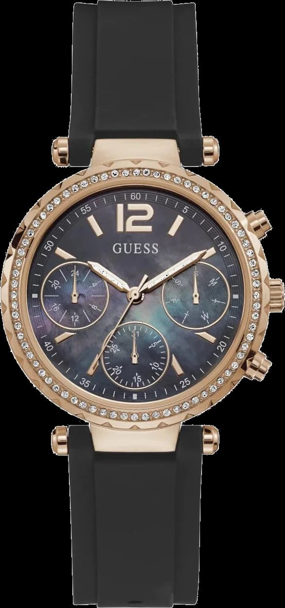 Garde-temps Guess GW0113L2 pour femme, cadran nacre, bracelet acier bicolore