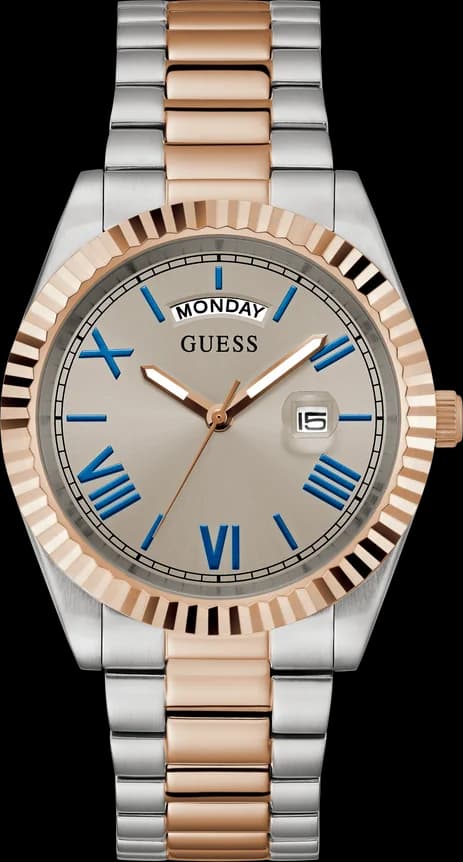 Garde-temps Guess GW0265G13 pour homme, cadran gris taupe bicolore acier
