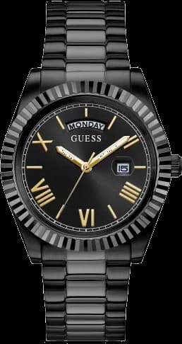 Garde-temps Guess GW0265G4 pour homme, noir élégant sur bracelet acier