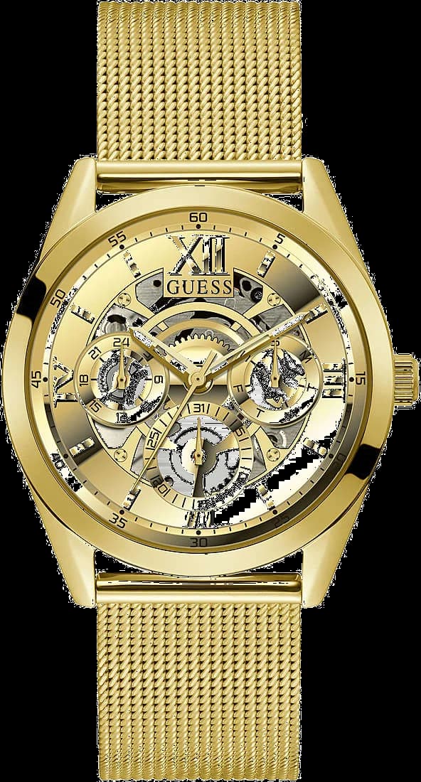 Garde-temps Guess GW0368G2 pour homme, or cadran maille milanaise acier