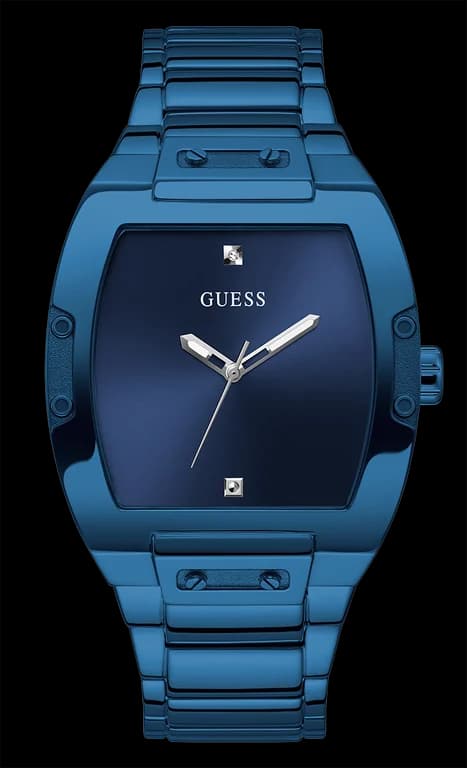 Garde-temps Guess GW0387G4 pour homme, cadran bleu sur bracelet acier