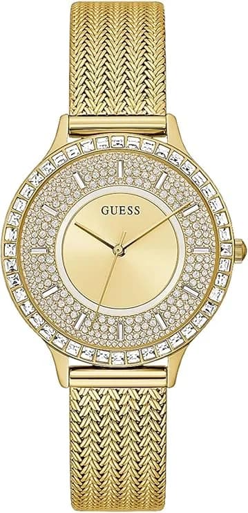 Garde-temps Guess GW0402L2 pour femme, version dorée avec cristaux scintillants