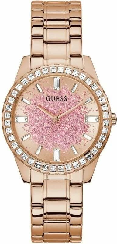 Garde-temps Guess GW0405L3 pour femme, Glitter Burst avec cristaux et acier rose gold