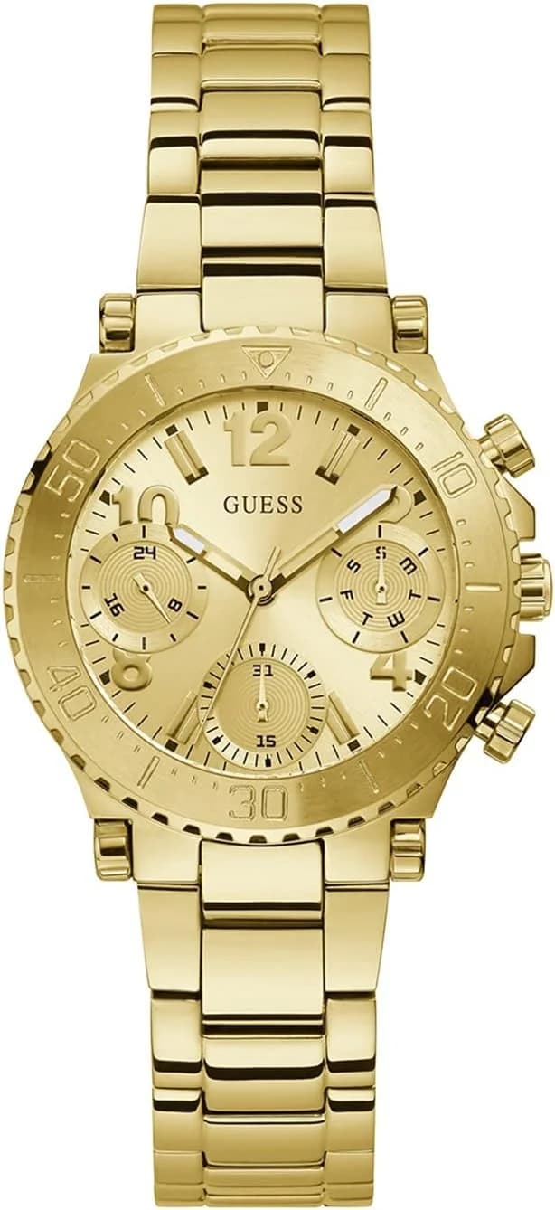 Garde-temps Guess GW0465L1 pour femme, cadran doré et bracelet acier maillons