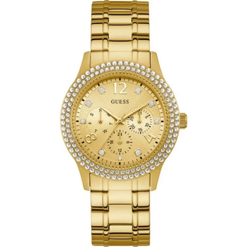 Garde-temps Guess GW1097L2 pour femme, au cadran champagne et bracelet acier