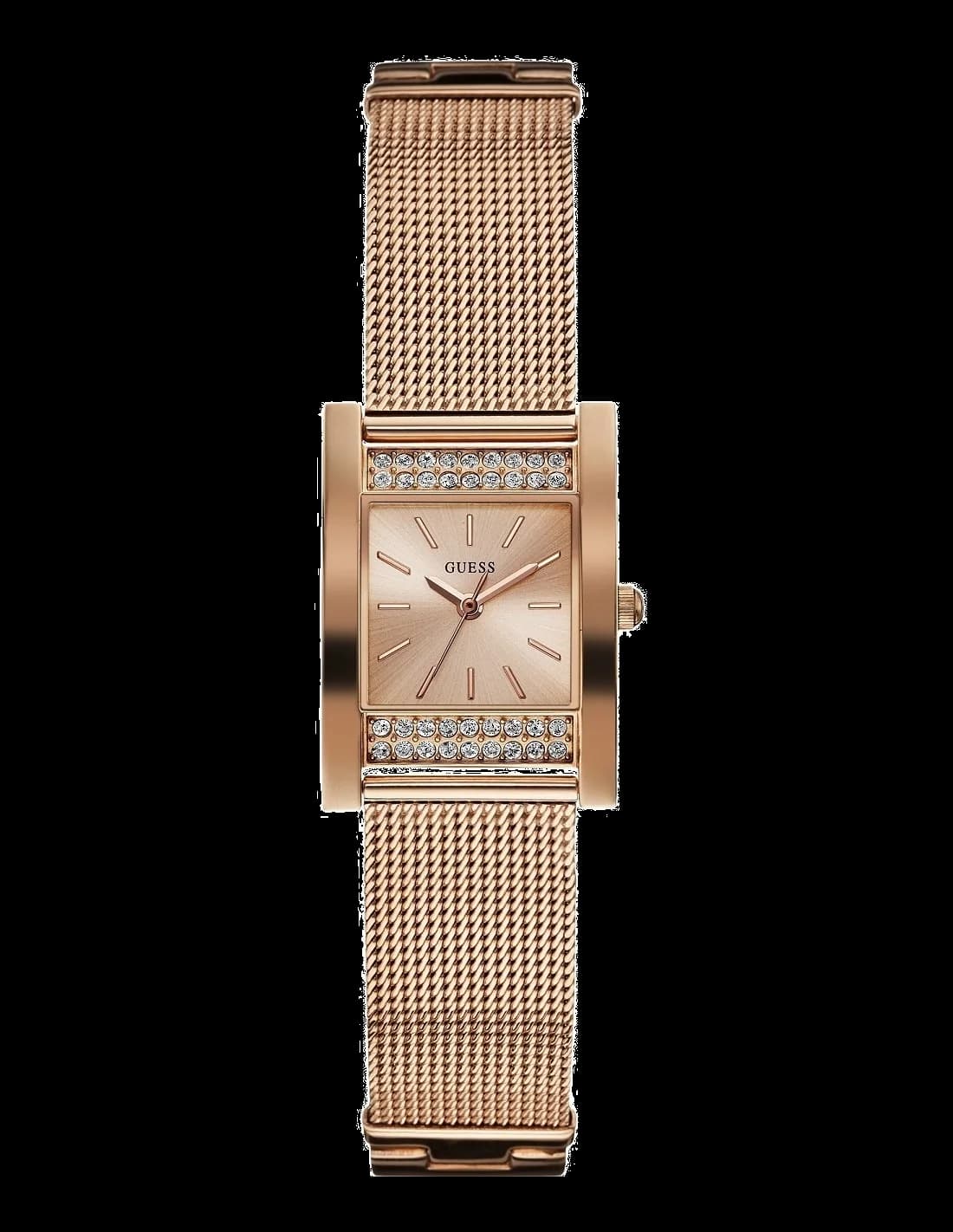 Garde-temps Guess W0127L3 pour femme, à cadran carré or rose et bracelet acier