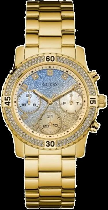 Garde-temps Guess W0774L2 pour femme, multicolore multifonction en acier doré
