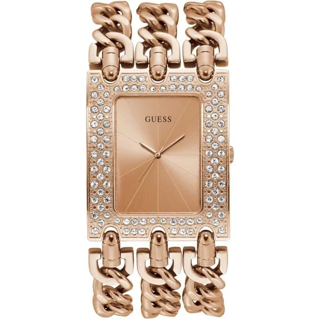 Garde-temps Guess W1275L3 pour femme, avec cadran or rose et bracelet acier maille