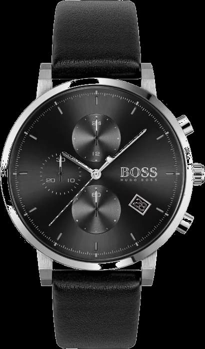 Garde-temps Hugo Boss 1513777 pour homme, élégance sobre avec bracelet cuir noir