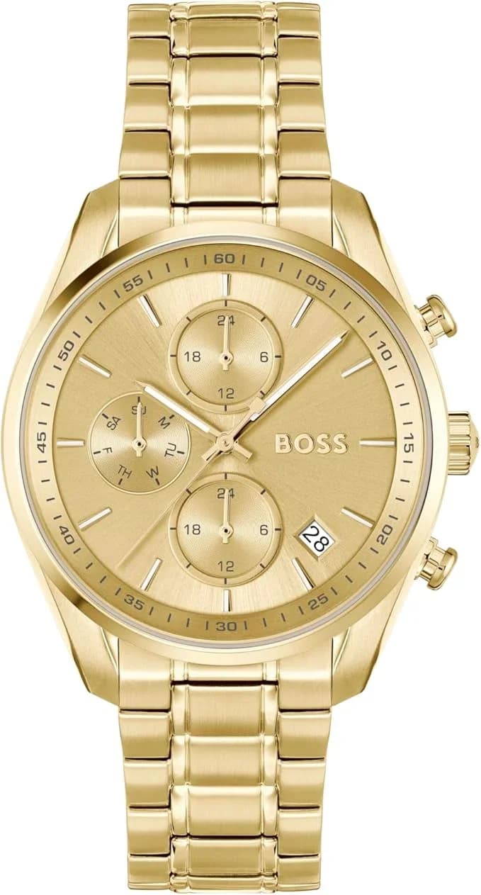 Garde-temps Hugo Boss 1502768 pour femme, cadran or, bracelet acier