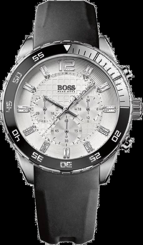 Garde-temps Hugo Boss 1512805 pour homme, cadran argent, boîtier noir caoutchouc
