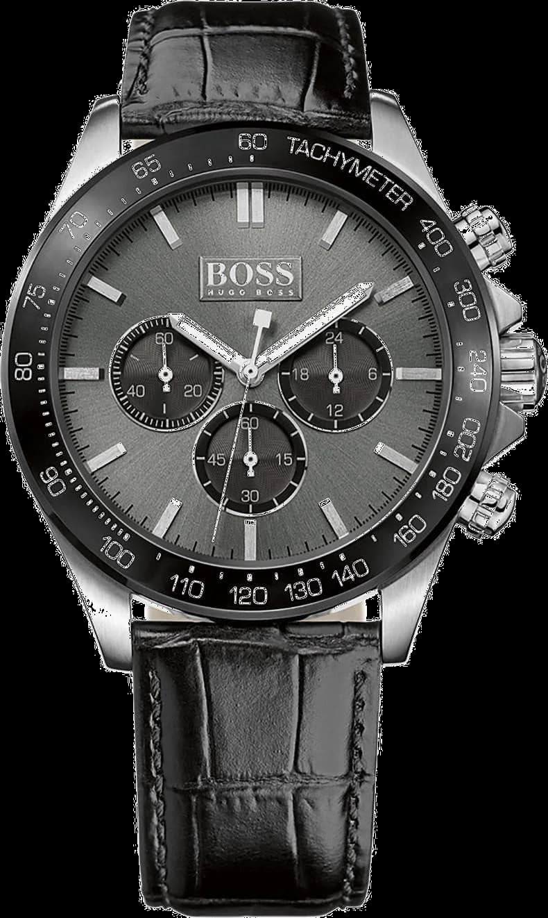 Garde-temps Hugo Boss 1513177 pour homme, noir élégant motif crocodile et boîtier argenté