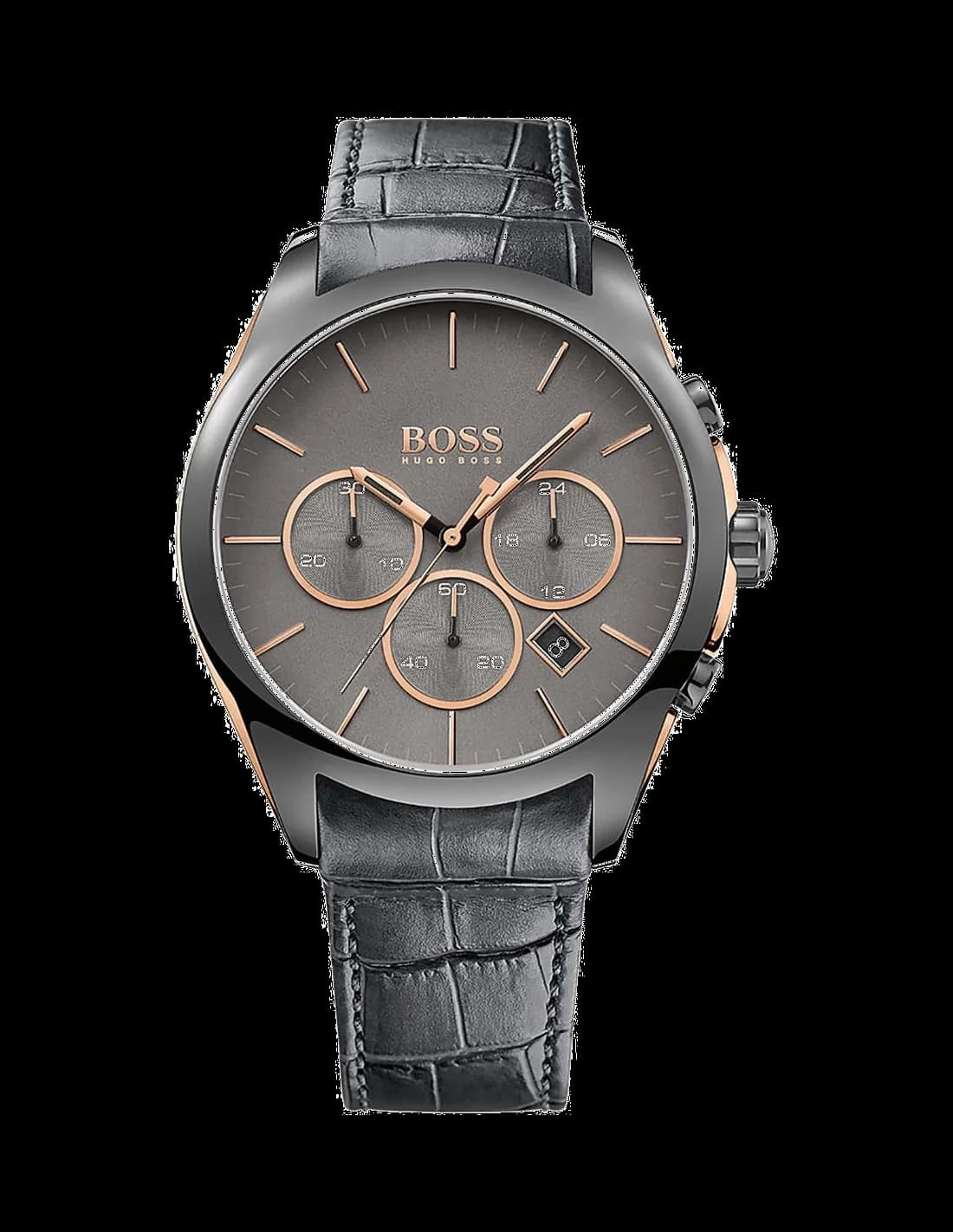 Garde-temps Hugo Boss 1513366 pour homme, cadran gris, bracelet cuir marron