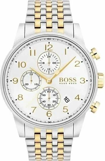 Garde-temps Hugo Boss 1513499 pour homme, cadran blanc et bracelet acier bicolore