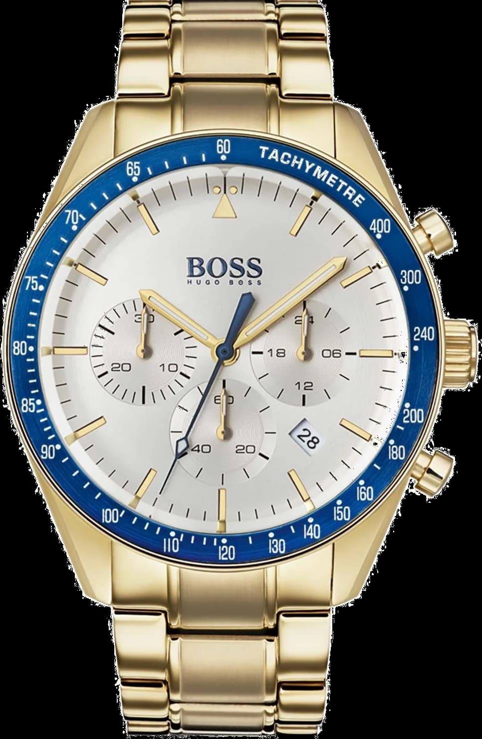 Garde-temps Hugo Boss 1513631 pour homme, cadran argenté sur bracelet acier doré