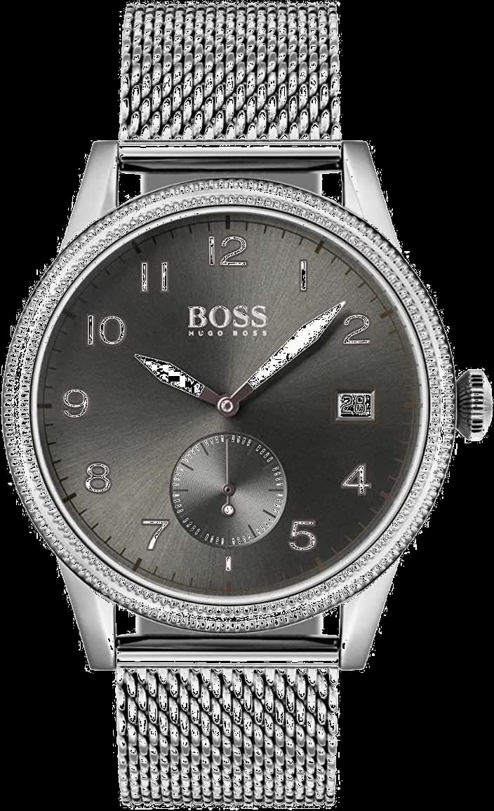 Garde-temps Hugo Boss 1513673 pour homme, cadran noir et bracelet acier maille milanaise