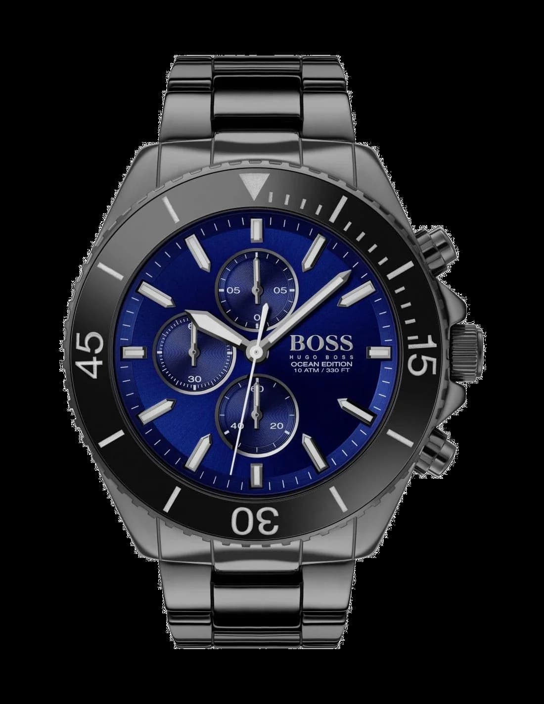 Garde-temps Hugo Boss 1513743 pour homme, cadran bleu lunette noire acier