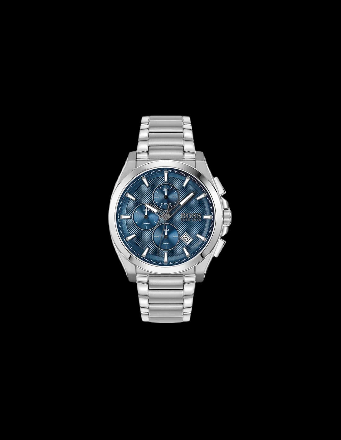 Garde-temps Hugo Boss 1513884 pour homme, chronographe cadran bleu sur bracelet acier