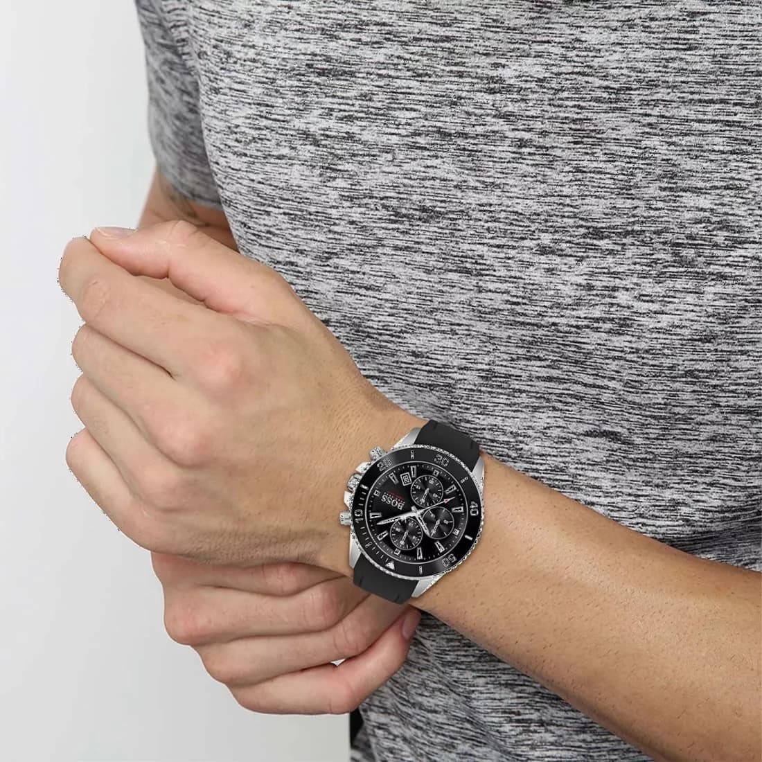 Détail du bracelet silicone du Hugo Boss 1513912