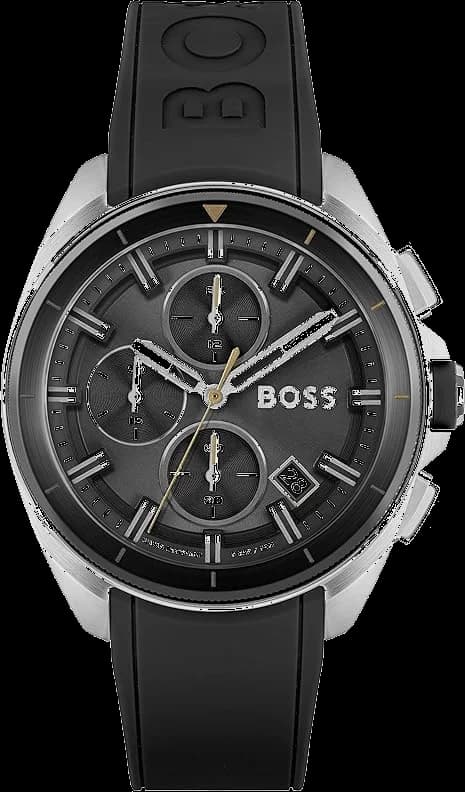 Garde-temps Hugo Boss 1513953 pour homme, cadran noir mat, bracelet silicone noir texturé