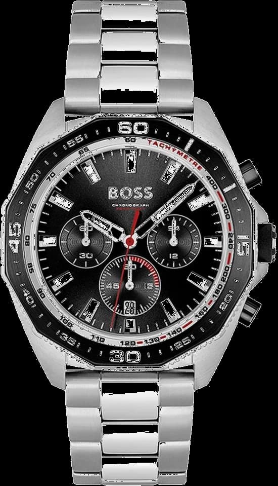 Garde-temps Hugo Boss 1513971 pour homme, cadran noir octogonal avec bracelet acier