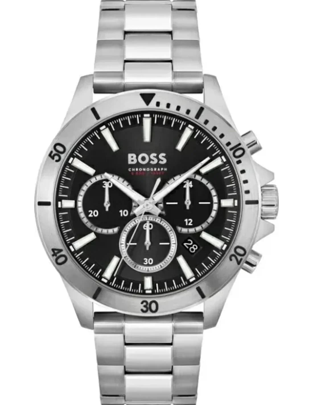 Garde-temps Hugo Boss 1514057 pour homme, cadran noir et bracelet acier argenté