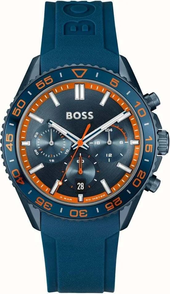 Garde-temps Hugo Boss 1514142 pour homme, bracelet silicone bleu et cadran multicolore