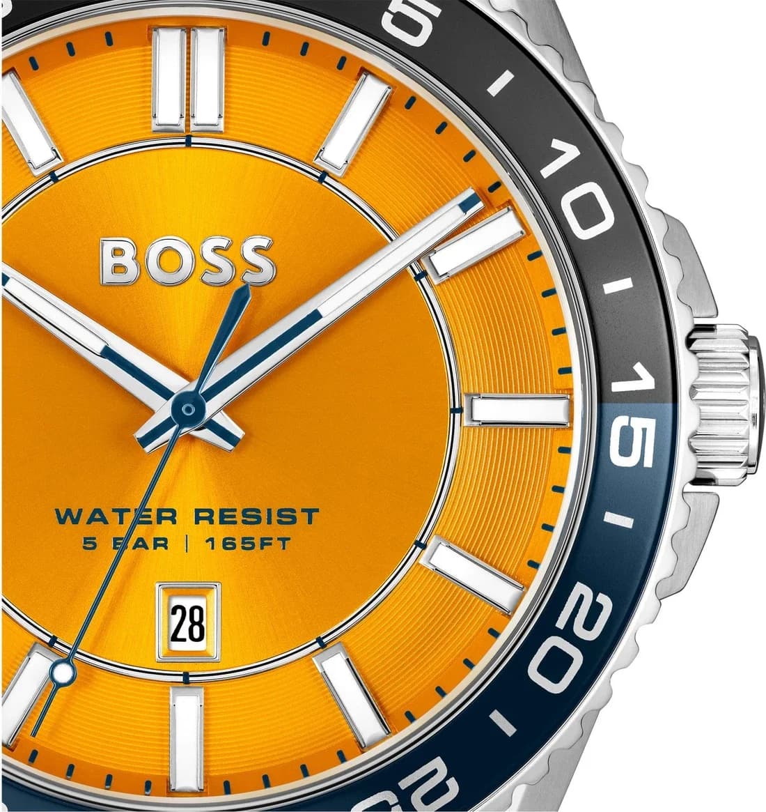 Zoom sur le cadran orange du Hugo Boss 1514206