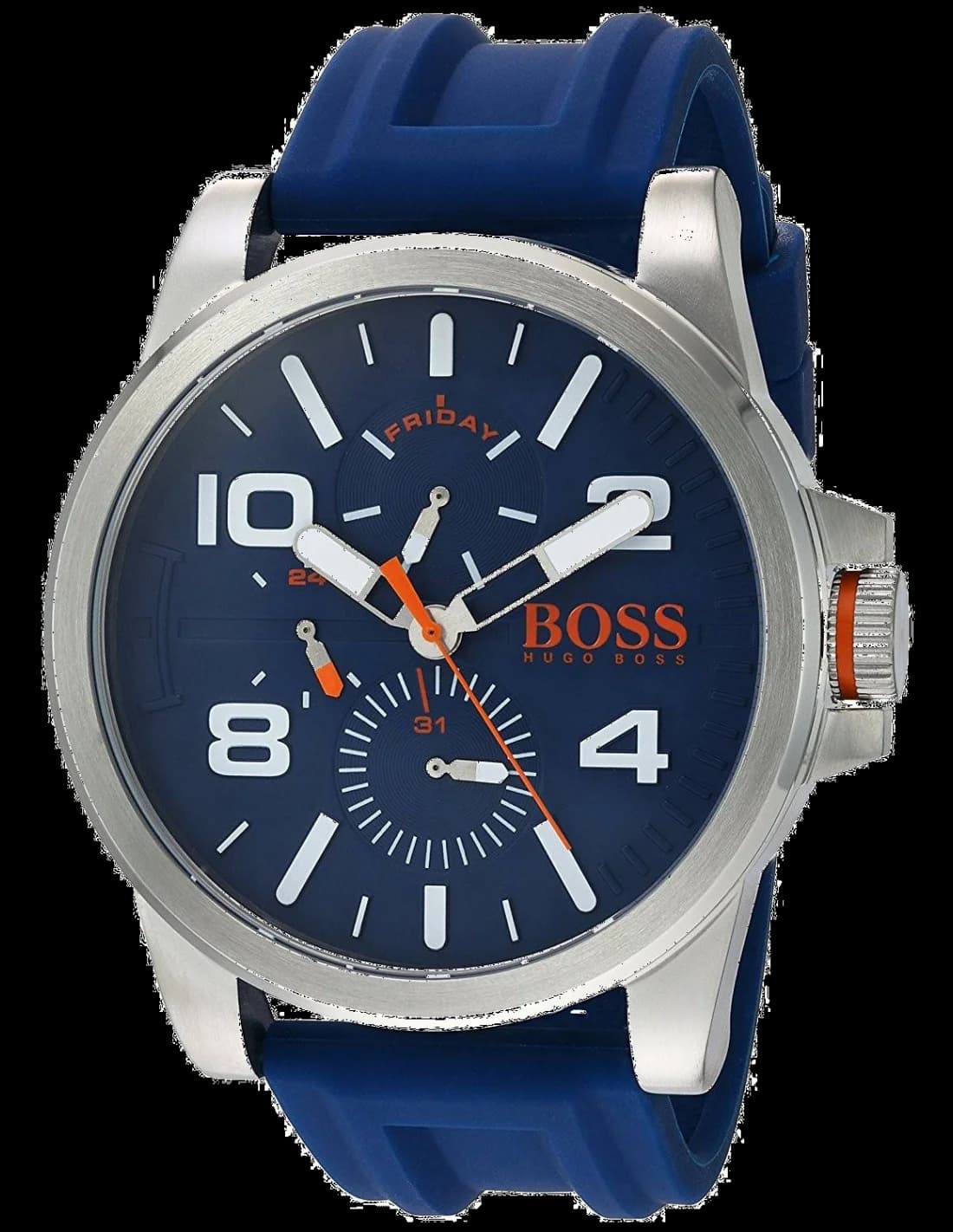 Garde-temps Hugo Boss Orange 1550008 au cadran soleil bleu avec aiguilles bâtons et index appliqués