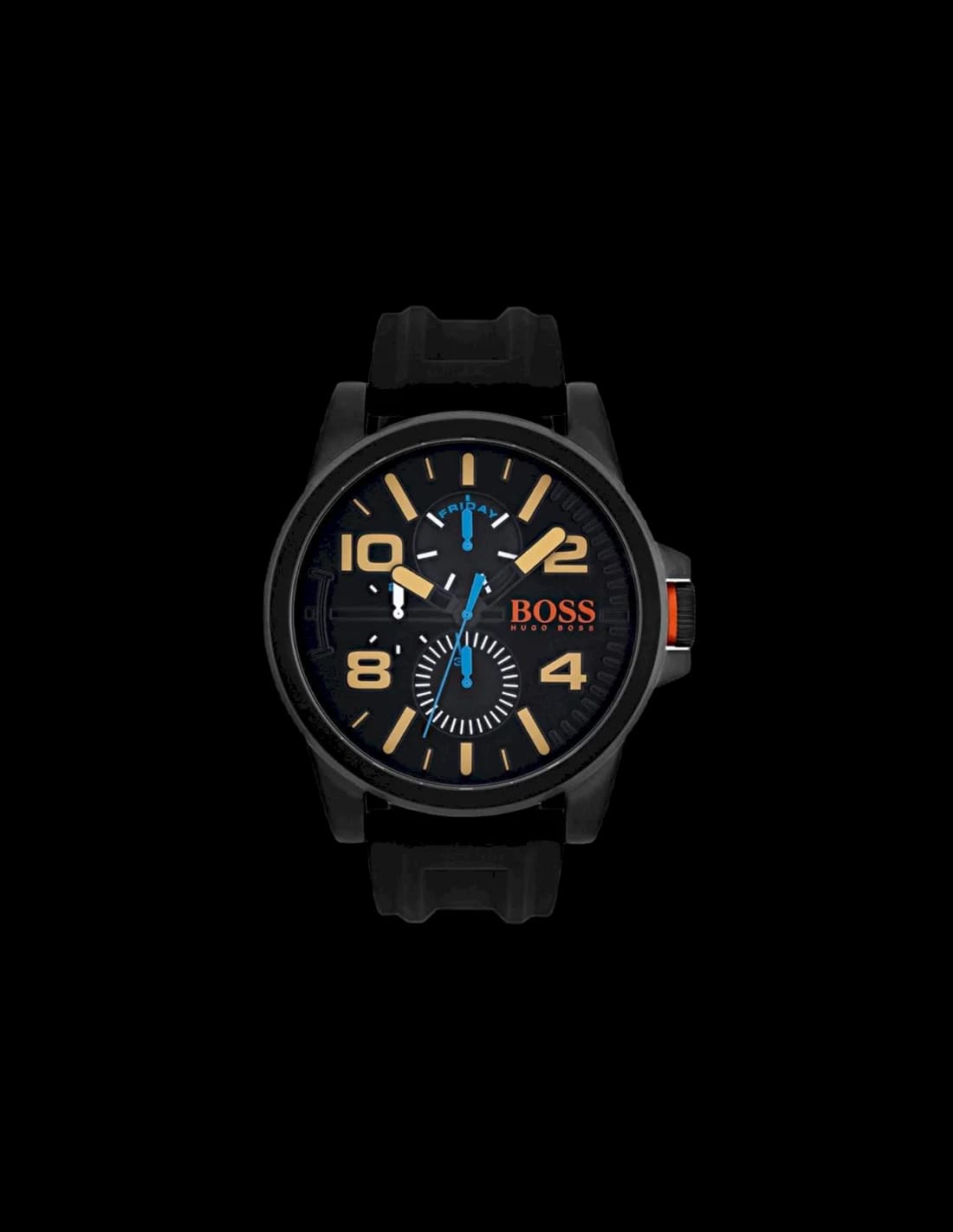 Garde-temps Hugo Boss Orange 1550011 pour homme, noire sur silicone noir