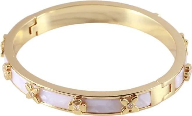 Garde-temps Kate Spade 111598W pour femme, jonc rigide doré avec détails blancs