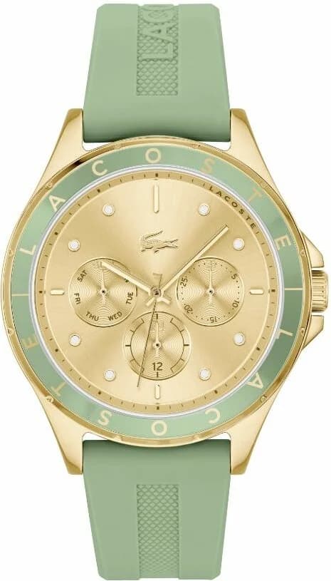 Garde-temps Lacoste 2001298 pour femme, or avec fonctions, bracelet silicone vert