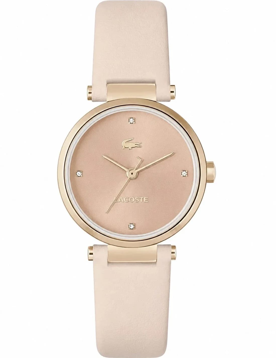 Garde-temps Lacoste 2001335 pour femme, cadran rose, bracelet cuir marron