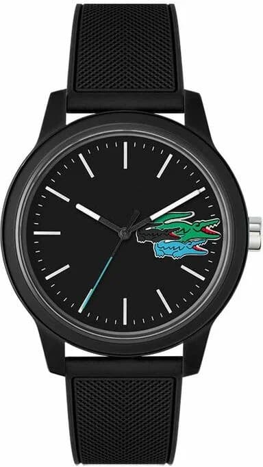 Garde-temps Lacoste 2011134 pour homme, cadran noir et bracelet silicone noir