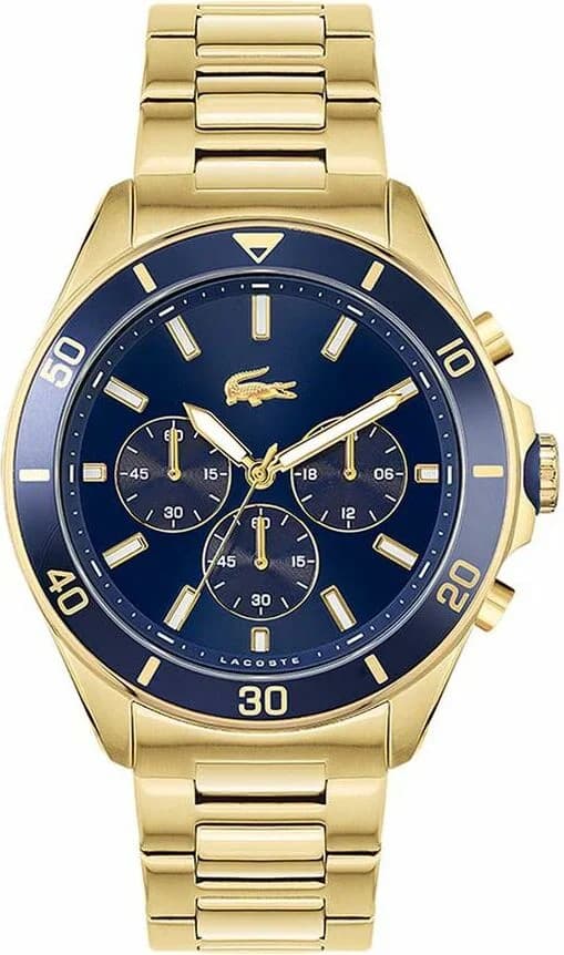 Garde-temps Lacoste 2011151 pour homme, cadran bleu, boîtier acier doré pour homme
