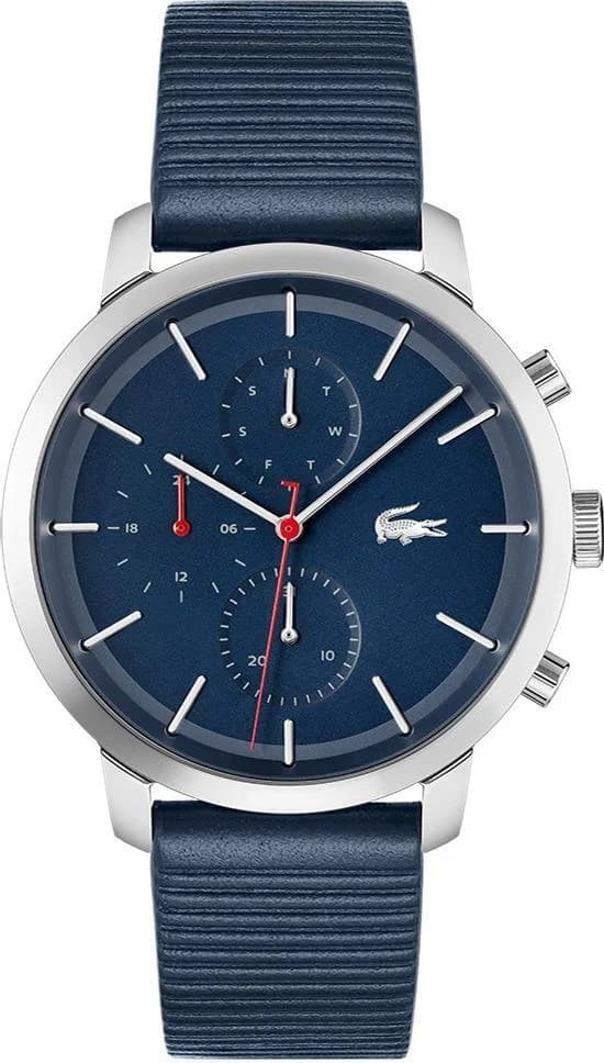 Garde-temps Lacoste 2011176 pour homme, au cadran bleu et bracelet cuir marron