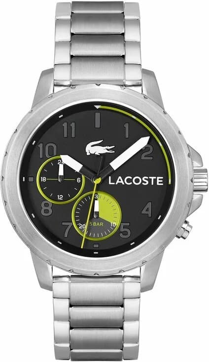 Garde-temps Lacoste 2011207 pour homme, au cadran noir et boîtier argenté