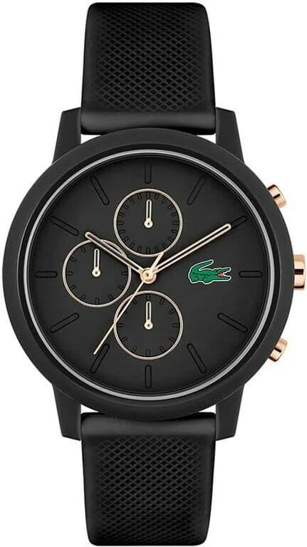 Garde-temps Lacoste 2011247 pour homme, bracelet silicone noir cadran assorti multifonctions