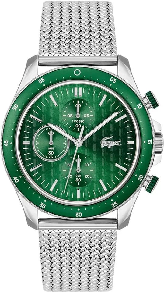 Garde-temps Lacoste 2011255 pour homme, au cadran vert et boîtier argenté
