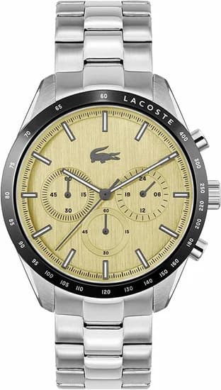 Garde-temps Lacoste 2011271 pour homme, cadran doré avec bracelet acier argenté